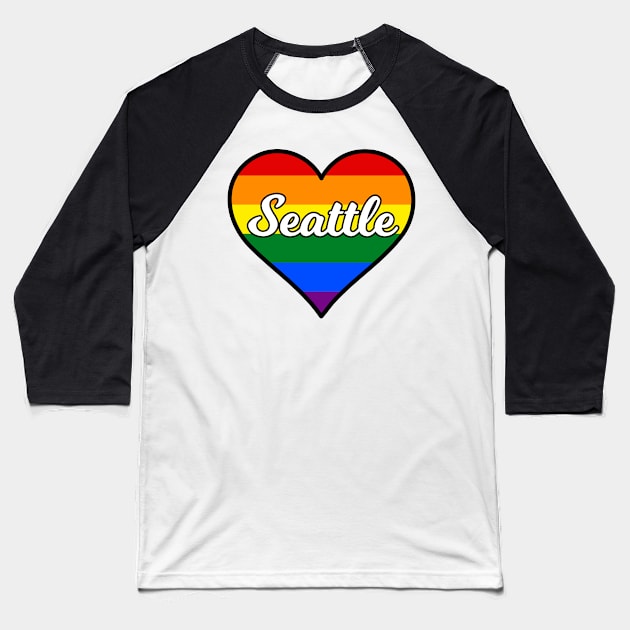 Seattle Washington Gay Pride Heart Baseball T-Shirt by fearcity